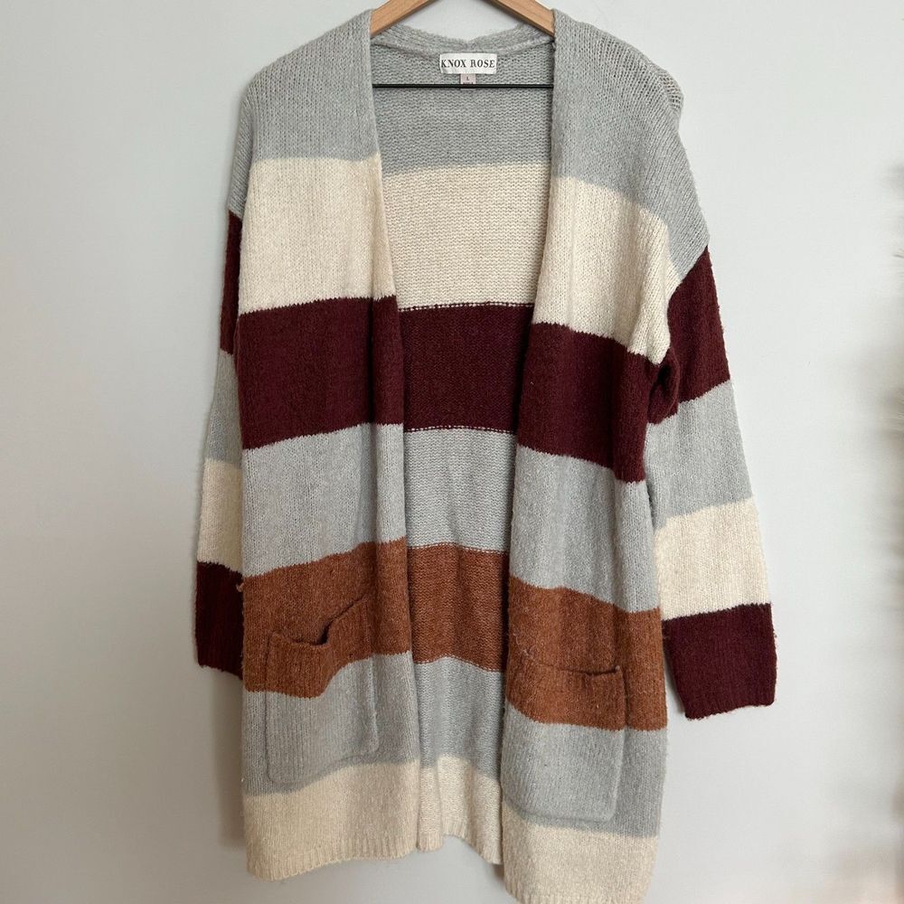 Knox Rose Striped Colorblock Duster Cardigan